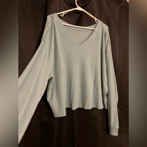 Green sweater crop top